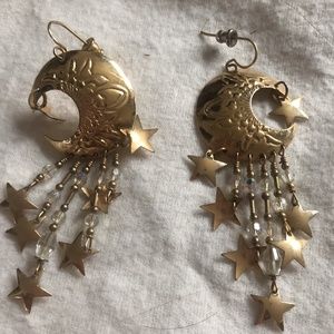 Moon and Stars dangling earrings